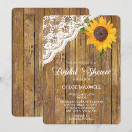 Invitación Sunflower Lace Wood Floral Bridal Shower