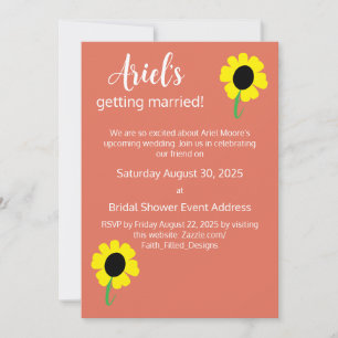 Invitación Sunflower Light Terracotta Floral Bridal Shower