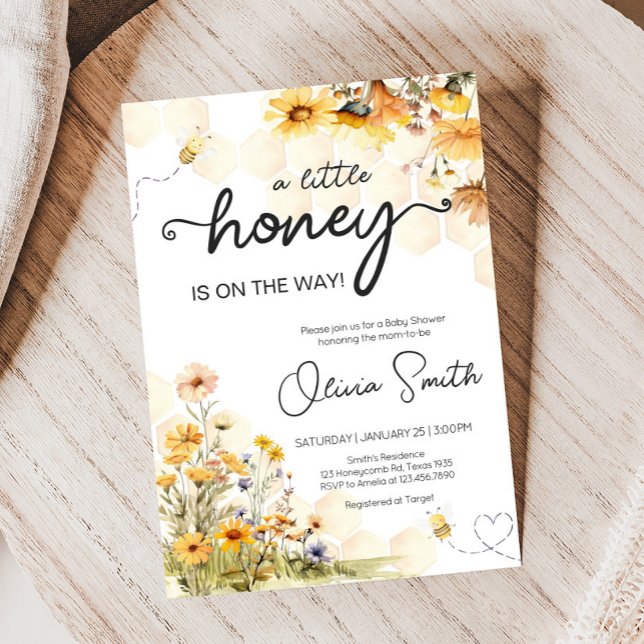 Invitación Sunflower Little Honey Baby Shower (Little Honey Sunflower Baby Shower Invitation)