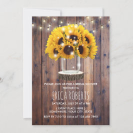 Invitación Sunflower Mason Jar Barn Wood Rustic Bridal Shower