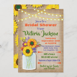 Invitación Sunflower Mason Jar Burlap Bridal Shower