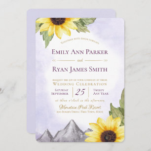 Invitación Sunflower Mountain Lavender Purple Boda