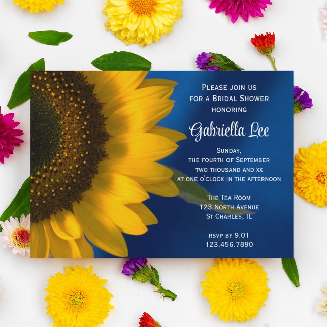 Invitación Sunflower on Blue Bridal Shower (Subido por el creador)