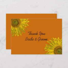 Invitación Sunflower on Naranja Boda Flat Gracias Notas