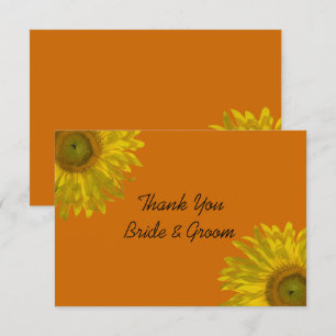 Invitación Sunflower on Naranja Boda Flat Gracias Notas