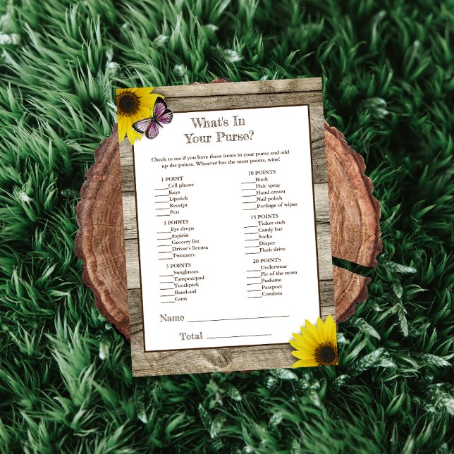 Invitación Sunflower Pink What's In Your Purse Baby Shower (Subido por el creador)
