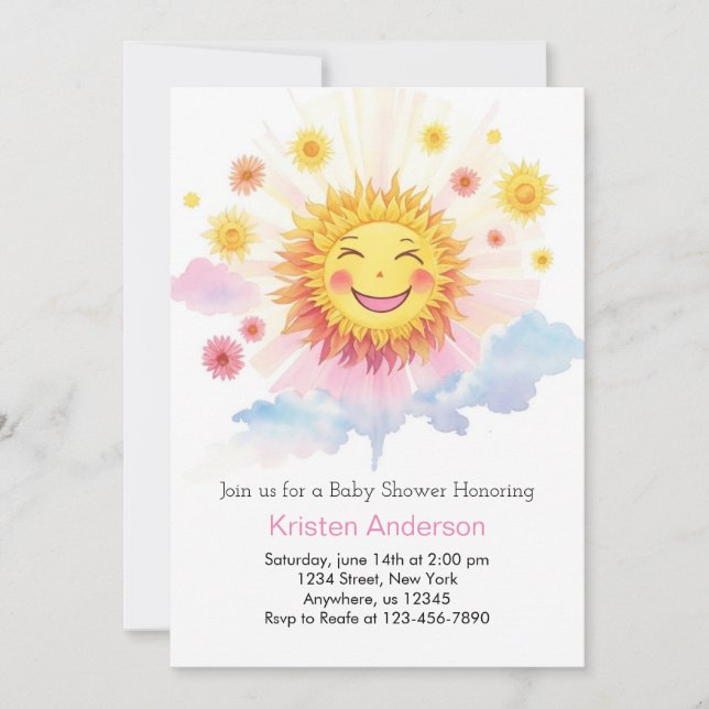 Invitación Sunflower Radiance Boho Chica Baby Shower (Anverso)