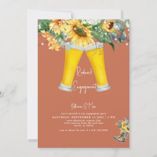 Invitación Sunflower Redneck Boots Terracotta Engagement