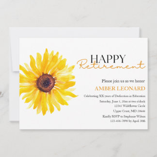 Invitación Sunflower Retirement Invitation |Teacher or Admin