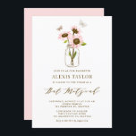 Invitación Sunflower rosa en Mason Jar Summer Bat Mitzvah<br><div class="desc">Invite a su familia y amigos a su evento con esta invitación de mitzvah de murciélago personalizable. Cuenta con girasoles rosas en un frasco de albañil. Personalice agregando sus detalles. Esta invitación al mitzvah de murciélago de girasol es perfecta para cualquier tema o temporada.</div>