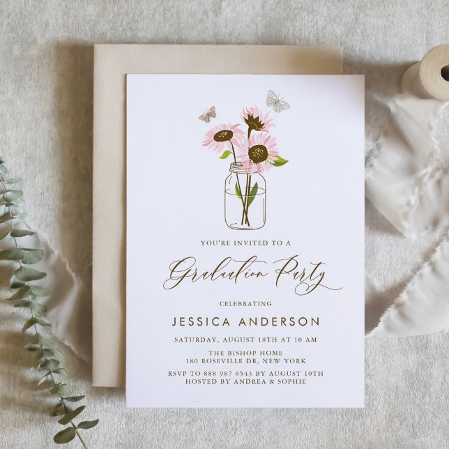 Invitación Sunflower rosado en el partido de graduación de Ma (Subido por el creador)