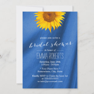 Invitación Sunflower Royal Blue Fabric Bridal Shower