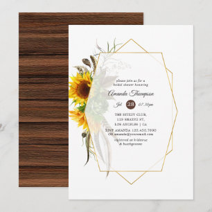Invitación Sunflower Rustic Country Geometric Bridal Shower