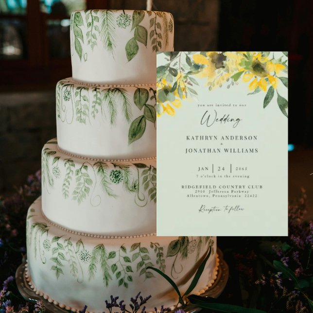 Invitación Sunflower Sage Elegant Wedding No Parents (Subido por el creador)