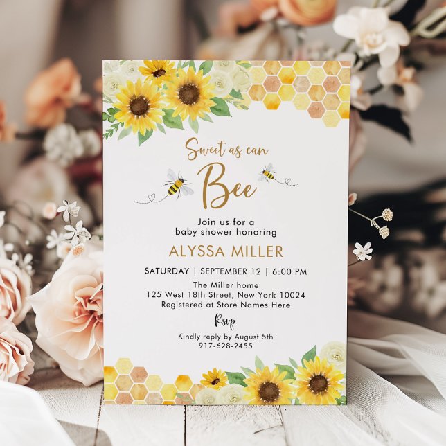 Invitación Sunflower Sweet As Can Bee Baby Shower (Subido por el creador)