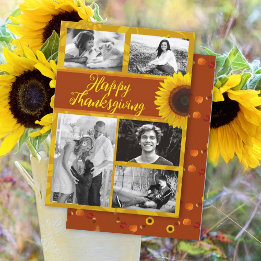Invitación Sunflower Thankess Five Photo Card Saludo