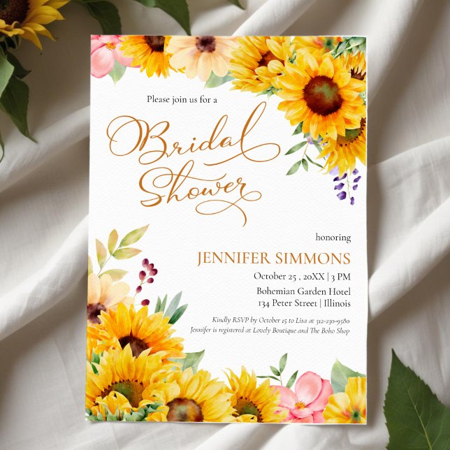 Invitación Sunflower Watercolor Floral Brigada Floral (Subido por el creador)