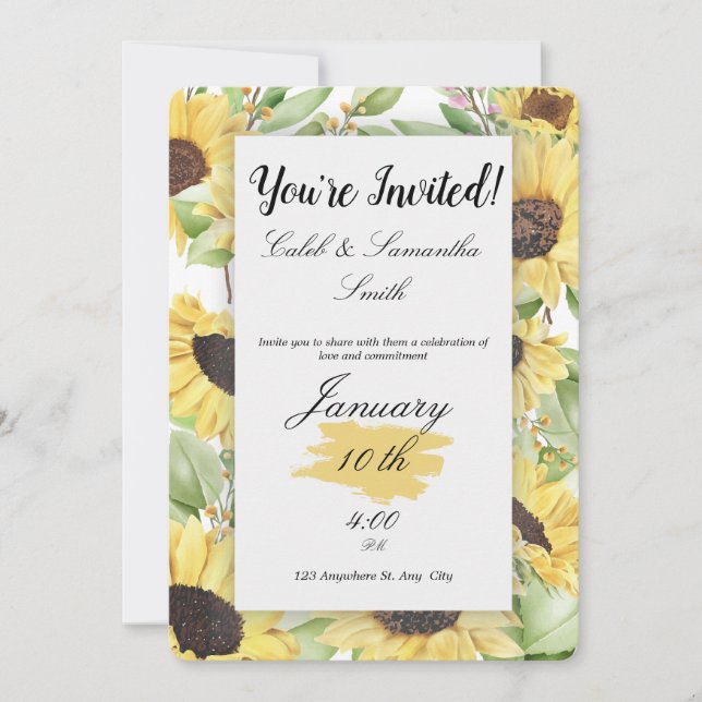 Invitación Sunflower Wedding Invitation (Anverso)