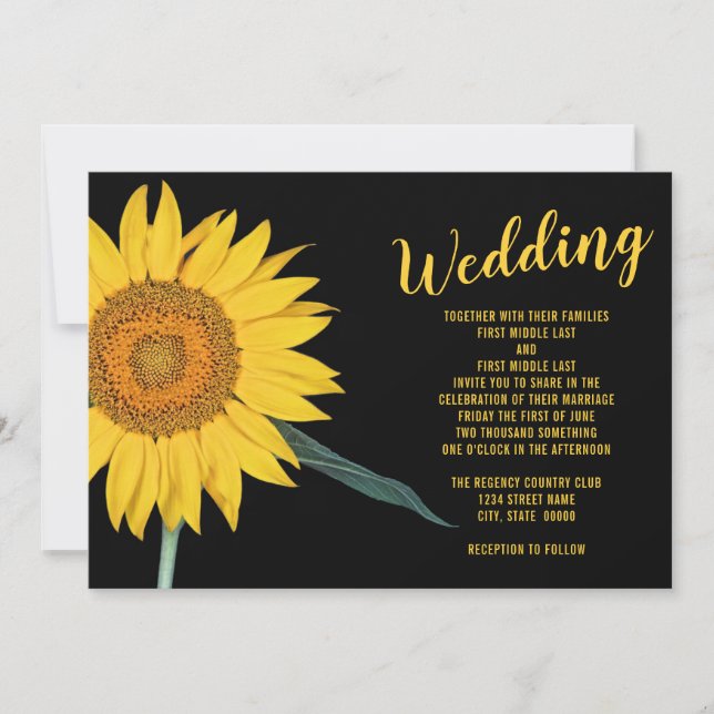 Invitación Sunflower Wedding Invitation (Anverso)