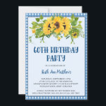 Invitación Sunflower y Gingham Photo 60th Birthday Party<br><div class="desc">El Sunflower y Gingham 60th Birthday Party Invitation - Hermosos y vibrantes girasoles acuáticos y vegetación se presentan en este diseño. Tipografía audaz y única con una foto al fondo de la invitación. También estará disponible sin foto. Invitación a la fiesta de cumpleaños es parte de una colección.</div>