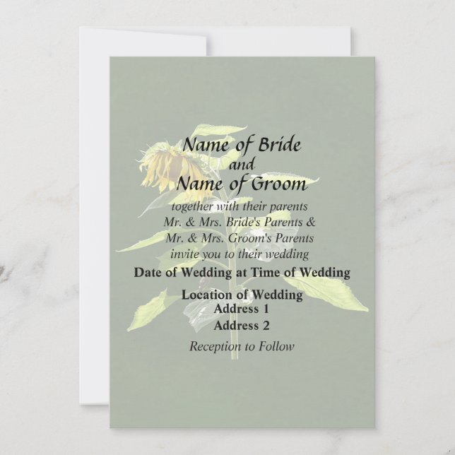 Invitación Sunflower y Sparrow (Anverso)