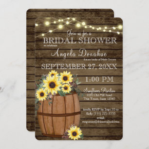 Invitación Sunflower y Wine Barrel Rústica ducha de novia