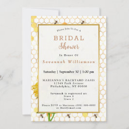 Invitación Sunflower Yellow Honeycomb Beds Gold Bridal Shower