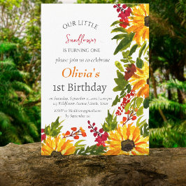 Invitación Sunflowers 1er cumpleaños País Chica Floral