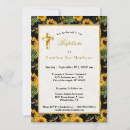 Invitación Sunflowers Abejas Negras Amarillas Bouquet Baptism