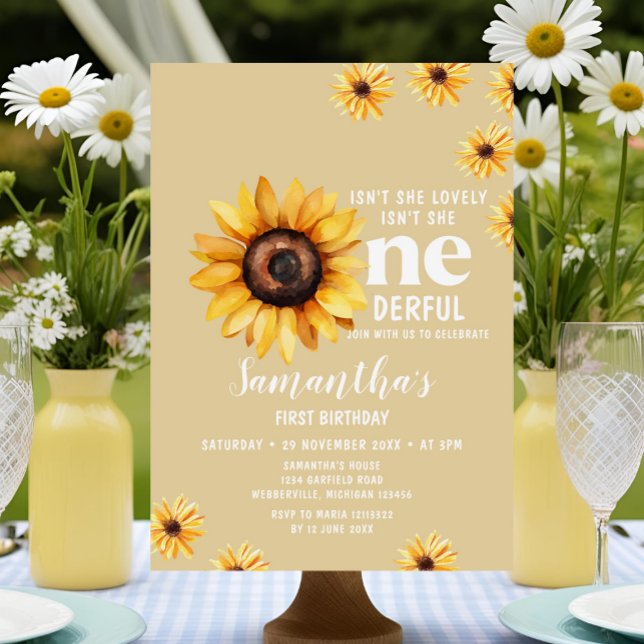 Invitación Sunflowers acuarela no es maravillosa cumpleaños (Subido por el creador)