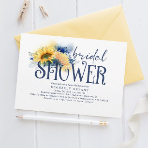 Invitación Sunflowers Amarillo Elegante Ducha Azul Bridal De 