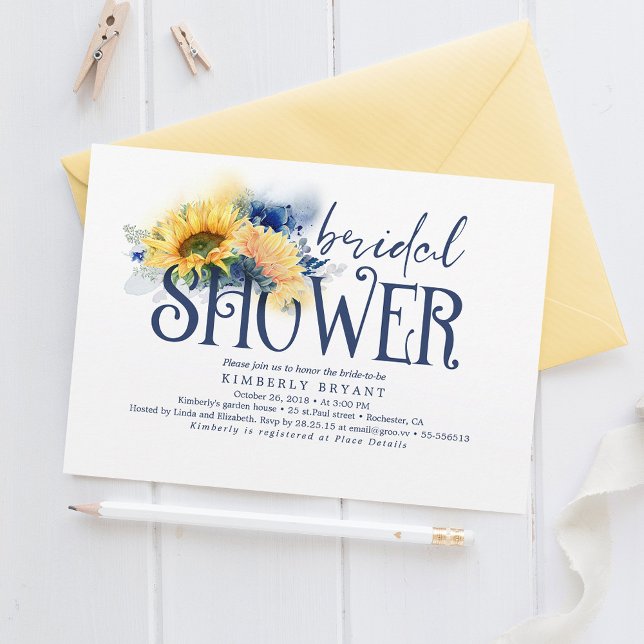 Invitación Sunflowers Amarillo Elegante Ducha Azul Bridal De  (Subido por el creador)