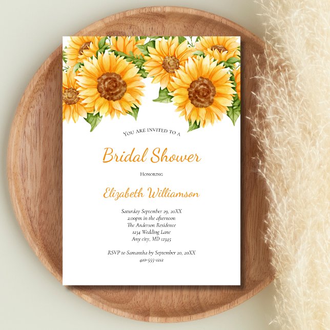 Invitación Sunflowers Amarillo Floral Rústica Ducha Nupcial (Sunflowers Yellow Floral Bridal Shower invitation. Digital Instant download or printed.)