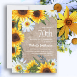 Invitación Sunflowers Amarillo White Daisies 70º cumpleaños