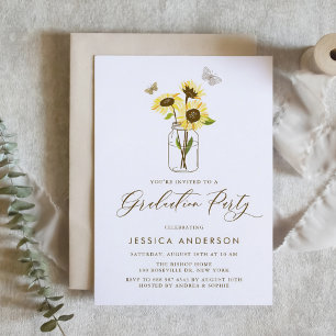 Invitación Sunflowers amarillos en la fiesta de graduación de
