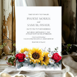 Invitación Sunflowers and Roses Floral Wedding