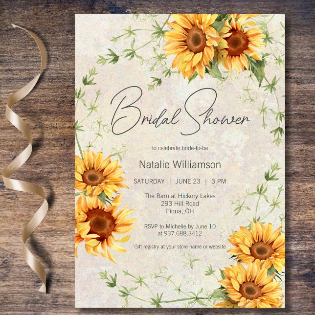 Invitación Sunflowers and Vines Bridal Shower (Subido por el creador)