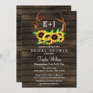 Invitación Sunflowers Antlers Country Moda Bridal Shower
