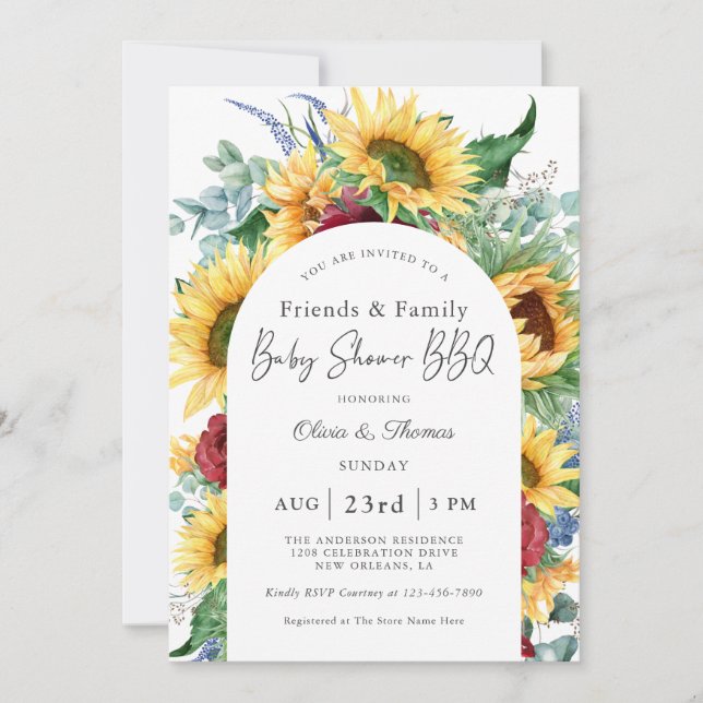 Invitación Sunflowers Autumn Floral Family Baby Shower (Anverso)
