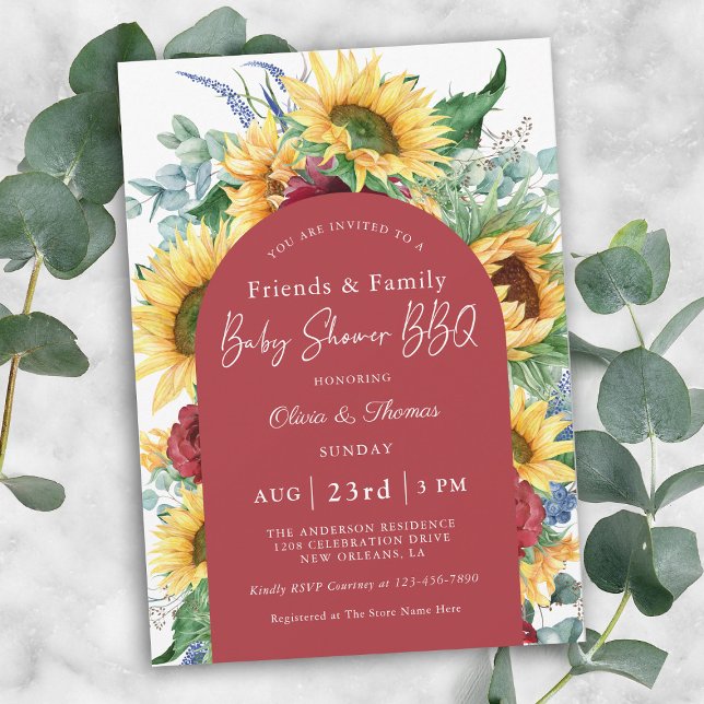 Invitación Sunflowers Autumn Floral Outdoor Baby Shower (Subido por el creador)