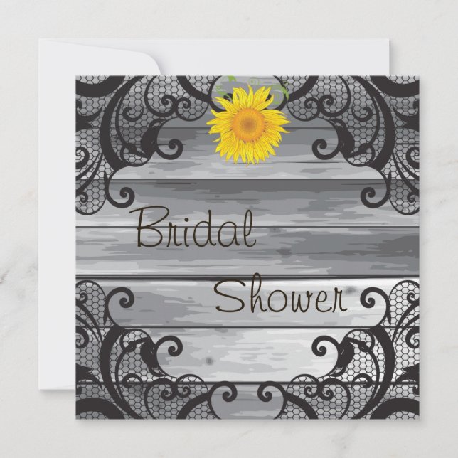 Invitación Sunflowers Barn Wood Collection Bridal Shower (Anverso)