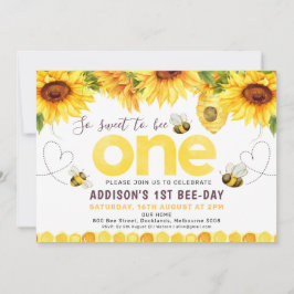 Invitación Sunflowers Bees Hearts Bee Day First Birthday