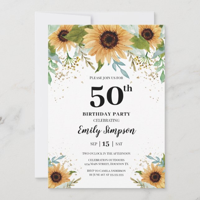 Invitación Sunflowers Birthday Invitation (Anverso)