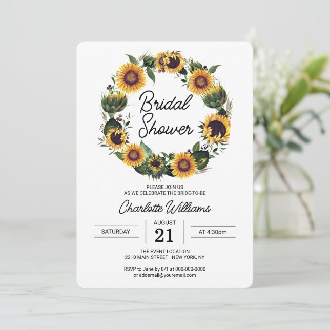 Invitación Sunflowers Bridal Shower (Anverso de pie)