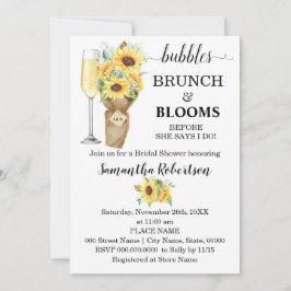 Invitación Sunflowers Bubbles Brunch & Blooms Bridal Shower