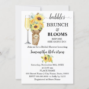 Invitación Sunflowers Bubbles Brunch & Blooms Bridal Shower