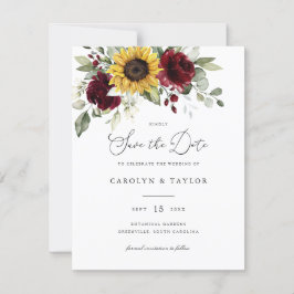 Invitación Sunflowers Burgundy Floral Greeneration Rustic Bod