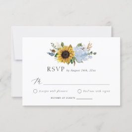 Invitación Sunflowers Dusty Blue Flowers Rustic Wedtic Weddin