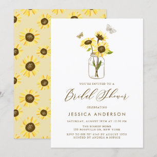 Invitación Sunflowers en Mason Jar Summer Bridal Shower