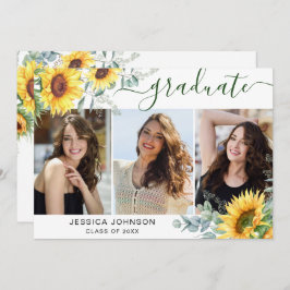 Invitación Sunflowers Eucalyptus 3 PHOTO Graduation Party